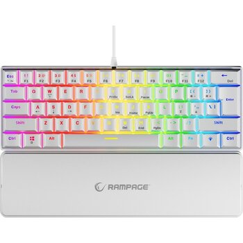 Rampage Plower K60 Mini Oyuncu Klavyesi Mekanik Klavye Bilek Destekli Blue Switch Gaming Klavye Oyuncu Klvye - Beyaz