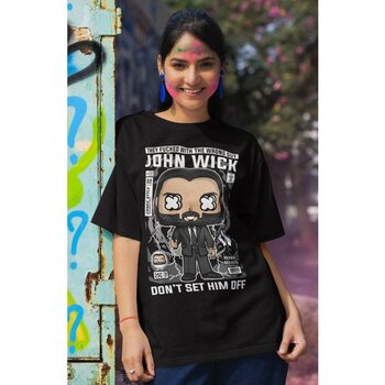 Fuddy Moda John Wick Yazılı Tshirt Unisex Mini John Wick Film Baskılı T-Shirt - 02S-Siyah - 2XL