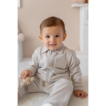 Bebek Fermuarlı Örme Ceket - Bej