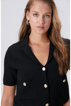 Network Siyah Metal Düğmeli Cepli Triko Ceket XL Beden