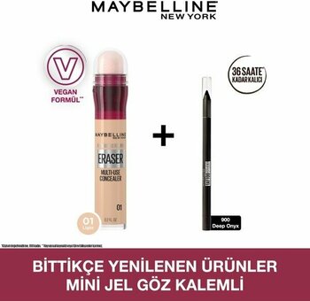 Maybelline New York Instant Anti Age Eraser Kapatıcı - 01 Light +Mini Tattoo Liner Gel Pencil