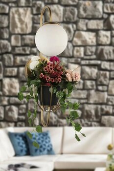 Begüsa Tiran Saksılıklı Aplik Eskitme Beyaz Cam