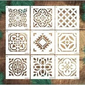 STENCİLTASARIM Stencil Tasarım KA093 15x15cm Fayans Boyama Deseni Stencil Şablon