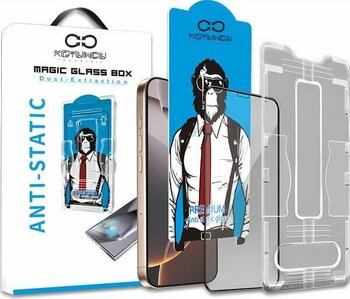 Magic Glass Box iPhone 13 Anti Static Uygulama Aparatlı Şeffaf Cam Ekran Koruyucu