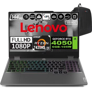Lenovo Loq 15arp9 Amd Ryzen 7 7435hs Ddr5 32gb 512gb Ssd Rtx4050-6gb 300nits 15.6" 144hz Fhd Freedos Taşınabilir Bilgisayar 83jc00crtrf05 + Zetta Çanta