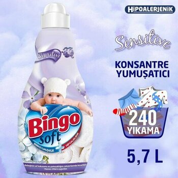 Bingo Soft Konsantre Çamaşır Yumuşatıcısı Sensitive 1440 ml EkonoiPaketi 4'lü - 5,7 lt