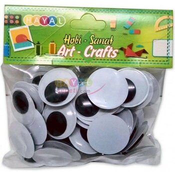 Hayal Oynar Göz 25MM Siyah Renkli Oynayan Göz 50 Adetli Paket