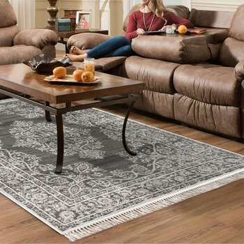 Alanur Home Eko Trend Djt Halı Yıkanabilir Kaymaz Taban 762 Osmanlı Gri - 120 x 180 cm