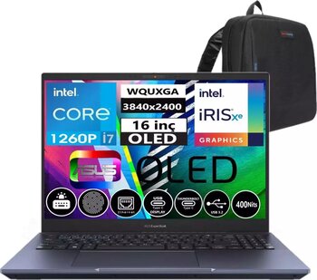 Asus Expertbook B5602CBA-I71260165 Intel Core I7 1260P 16GB Ddr5 1tb SSD 16" OLED Freedos Taşınabilir Bilgisayar 090NX05H1-M00P4002 + Weblegelsin Çanta