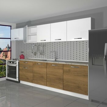 Decoraktiv Smart 280 MDF Hazır Mutfak Dolabı - Tezgah Dahil - Pera - Beyaz