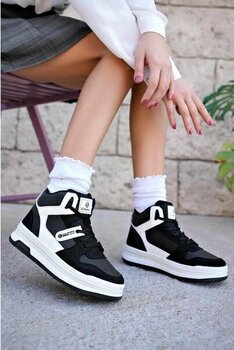 Papuçcity Conpax 5972 Günlük Sneaker Uzun Boğazlı Spor Bot - 38 - Siyah - Beyaz