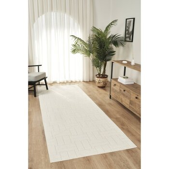 Konfor Halı Rivon RN02 Krem Yumuşak Dokulu Kaymaz Taban Salon Mutfak Koridor Oturma Odası Yolluk Halı - 200 x 350 cm