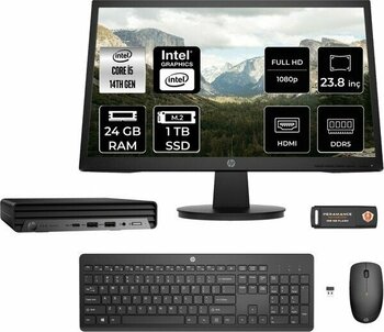 Hp Pro Mini 400 G9 Intel Core I5 14500T 24GB 1tb SSD 23.8" Fhd Monitör Fdos Mini Masaüstü Bilgisayar & Per4 USB Bellek 937R4EAMNT313 - Yok (Free Dos)