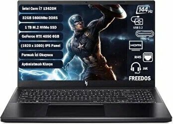 Acer Nitro V 15 Intel Core i7-13620H 32 GB 1 TB SSD NVIDIA GeForce RTX 4050 6 GB 1920 x 1080 15,6 inç Oyun Dizüstü Bilgisayarı