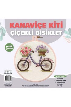TUVA Çiçekli Bisiklet Etamin Kaneviçe Seti 19 CM Kanaviçe Kiti