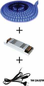 Informed 3 Çipli Iç Mekan Mavi Renk 5 Metre Şerit LED Işık + 5 Amper LED Trafosu + Kablo - 5 m