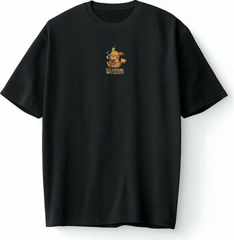 Bumeta Pokemon Pikachu Pikaçu No Coffee No Workee Oversize Unisex Tişört T-Shirt - Siyah - XL