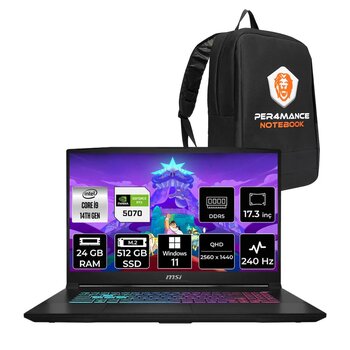 Msi Katana 17 Hx I9-14900hx 24gb 512gb Ssd Rtx5070/8gb 17.3'' 2k Qhd 240hz W11h Gaming Laptop B14wgk