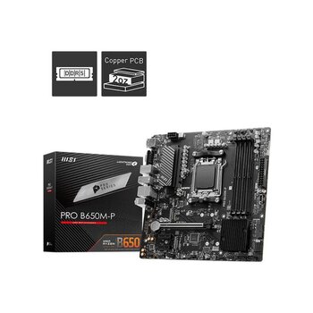 Msı Pro B650m-p Ddr5 7200mhz 1xvga 1xhdmı 1xdp 2xm.2 Usb 3.2 Matx Am5 Amd Am5 9000/8000/7000 Serileri İle Uyumlu