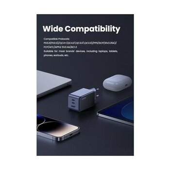 Ugreen Nexode Air 65W 3-Port Gan Charger Eu Hızlı Şarj Adaptörü