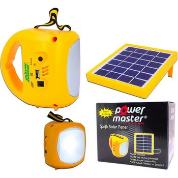 Ayt Powermaster PM-33399 Taşınabilir Şarjlı Solar Işıldak Aydınlatma Seti Kamp Aydınlatması Işıldak El Feneri