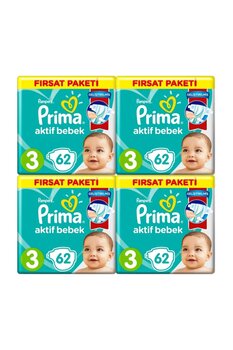 Prima Aktif Bebek 3 Numara Fırsat Paketi 62*4=248 Adet