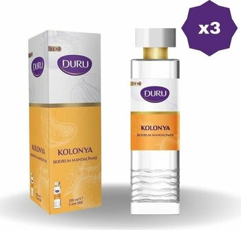 Duru Kolonya Cam Şişe Bodrum Mandalinası 200 ml  - 3 Adet