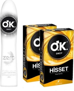 Okey Zero Kayganlaştırıcı Jel 100ML ve Hisset Prezervatif 10x2 - 3lü Set