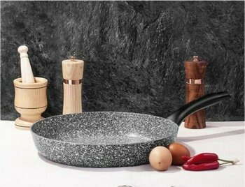 Taç Ultra Granit Derin Tava 30 cm Çizilmelere Dayanıklı Gri Renkli 1 Adet