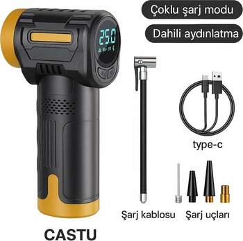 HOTSY Taşınabilir Şarjlı Kompresör Lastik Hava Pompası CASTU CS60 PLUS MAX