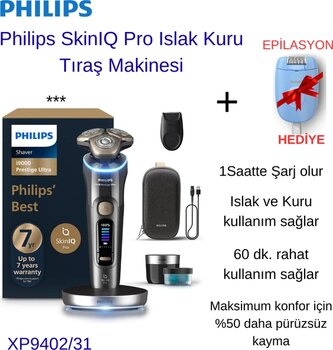 Philips Skinıq Pro Xp9402/31 Islak Kuru Tıraş Makinesi + Philips  2000 Serisi Epilatör Hediye