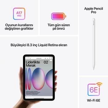 iPad mini A17 Pro Wi-Fi 256GB Yıldız Işığı MXND3TU/A