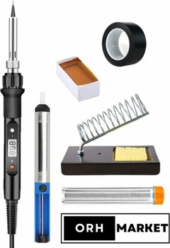 ORH Market 80W Yüksek Kalite Digital LCD Rezistörlü Havya Lehim Makinesi, Lehim, Stand, Pasta, Pompa ve Bant