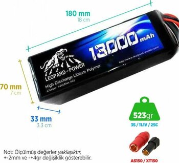 Leopard Power 13000 Mah 11.1v 3s 25c Uav & Multirotor Lipo Batarya Pil