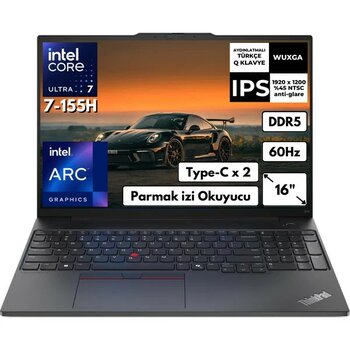Lenovo Thinkpad E16 Gen 2 Ultra 7 155H 24 GB 2 Tbssd Arc Graphics 16" Wuxga Windows 11 Pro Notebook 21MA002UTXAT84 - 2 TB