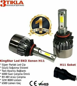 KingStar H11 Beyaz Led Xenon Şimşek Etkili Far Ampül 8000 Lümen