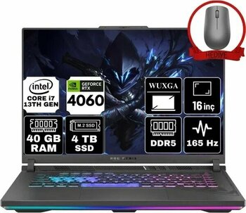 Asus Rog Strix G16 Intel Core i7-13650HX 40GB 4TB SSD RTX4060/8GB 165Hz WUXGA 16" Taşınabilir Bilgisayar G614JV-N3452-A20
