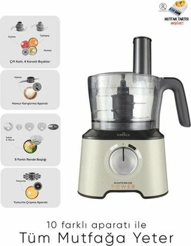 Karaca 10 Farklı Aparatlı Premium Mutfak Robotu Blender Seti, Doğrayıcı 2000W | 4 Kanatlı Bıçak  - Güçlü Performans, Onerous Tartı Hediye - Krem
