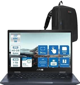 Asus Expertbook Intel Core Ultra 7 150U 40GB 1tb SSD Intel Iris x Graphics 14" Fhd 4g Sim Freedos Dokunmatik Taşınabilir Bilgisayar B3402FVAF14 + Zettaçanta