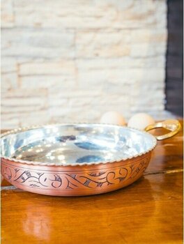 Bakır Concept Bakır Tava Oyma Nakışlı Fırfırlı Tava Mat Bakır Renk 19 cm