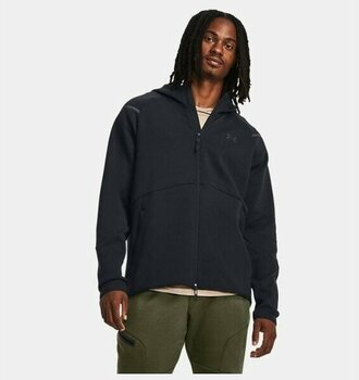 Under Armour Erkek UA Unstoppable Fleece Tam Boy Fermuarlı 1379806-001 - Siyah-001 - L