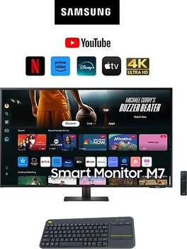 Samsung 43" 4ms (Gtg) 60Hz (Usb-C,HDmı,usb-A) M7 M70D HDR10 Va Panel 4K UHD Akıllı Monitör -Smart Klavye Ile Birlikte