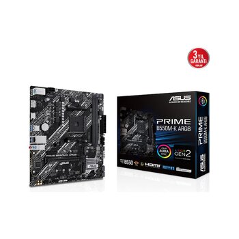 Asus Prıme B550m-k Argb Am4 Ddr4 4866 Dp Hdmı Çift M2 Usb3.2 Aura Rgb Matx