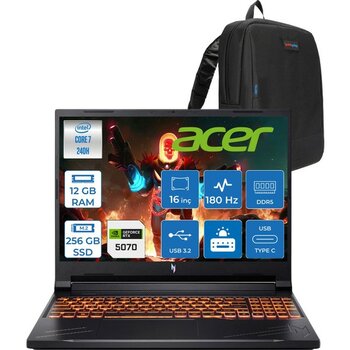 Acer Nitro V16 Aı Intel Core™ 7 240H 16GB Ddr5 256GB SSD RTX5070/8GB 95W Wuxga (1920X1200) IPS 180Hz Freedos Taşınabilir Gaming Bilgisayar NHQZREY0...