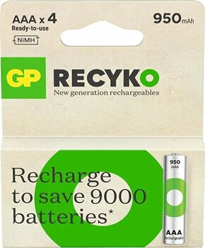 Gp Recyko 1000 Aaa İnce Kalem Ni-Mh Şarjlı Pil 1.2 Volt 4lü Kart