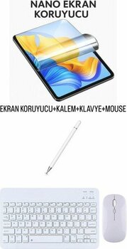 Huawei Matepad Se 11"  Uyumlu Ekran Koruyucu Klavye Mouse Set - Beyaz