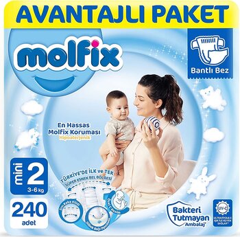 Molfix 2 Numara Mini 80'li 3 Adet Bebek Bezi