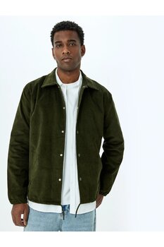 Koton Düğmeli Uzun Kollu Gömlek Yaka Fitilli Kadife Ceket S Beden