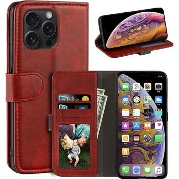 M.TK Moveteck Apple iPhone 15 Pro Max Kılıf Tam Kaplar Deri Dokulu - Kırmızı