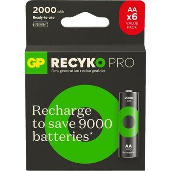 Gp Batteries Recyko Pro Aa Kalem Ni-Mh Şarjlı Pil, 1.2 Volt, 6'lı Kart